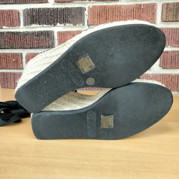 NWT Vince Camuto Brisshel Leather & Rafia Espadrille Wedges in Black Sz. 8 - Picture 10 of 13
